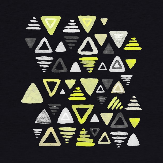 Summer Yellow Triangles on Grey by micklyn